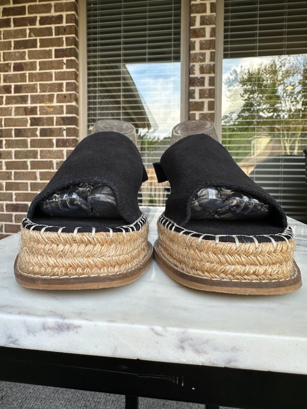 ASOS Hannah Wide Fit Espadrille Platform Sandals Black Ankle Strap Size 7/8 W - Picture 3 of 16